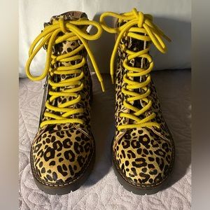 Leather animal print hiking shoes